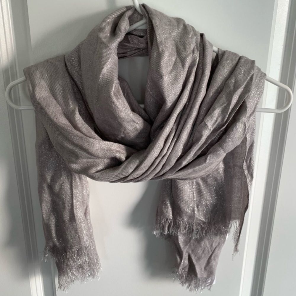 NWT Sears Shimmery Silver Oblong Scarf